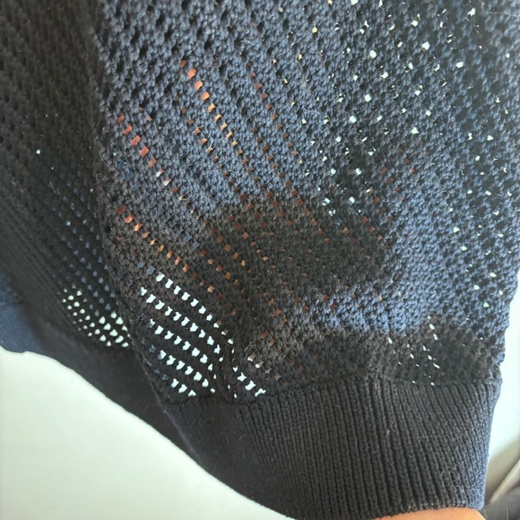 VINCE Sz M Open Knit Vest Tunic Hem Slit Scoop Neck Long Line No Fabricc Tag - Picture 4 of 8